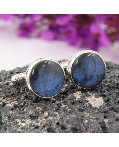 Labradorite Cufflinks 925 Sterling Silver Labradorite Cufflinks for Men