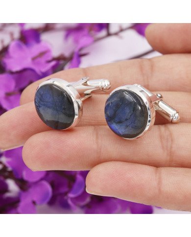 Labradorite Cufflinks 925 Sterling Silver Labradorite Cufflinks for Men