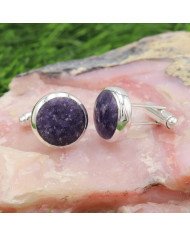 Lapidolite Cufflinks 925 Sterling Silver Lapidolite Cufflinks for Men