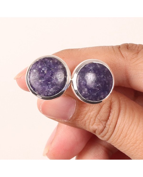 Lapidolite Cufflinks 925 Sterling Silver Lapidolite Cufflinks for Men
