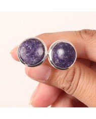 Lapidolite Cufflinks 925 Sterling Silver Lapidolite Cufflinks for Men