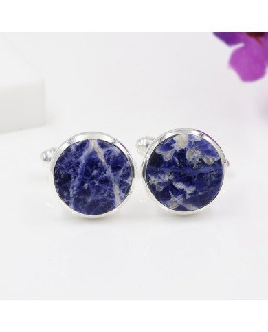 Sodalite Cufflinks 925 Sterling Silver Sodalite Cufflinks for Men