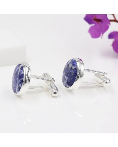 Sodalite Cufflinks 925 Sterling Silver Sodalite Cufflinks for Men
