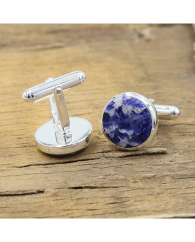 Sodalite Cufflinks 925 Sterling Silver Sodalite Cufflinks for Men