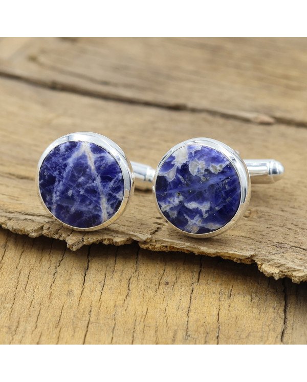 Sodalite Cufflinks 925 Sterling Silver Sodalite Cufflinks for Men