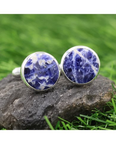 Sodalite Cufflinks 925 Sterling Silver Sodalite Cufflinks for Men