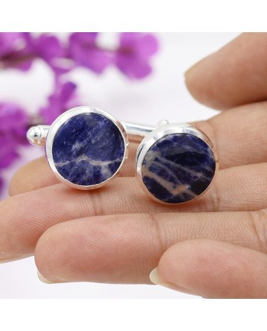 Sodalite Cufflinks 925 Sterling Silver Sodalite Cufflinks for Men
