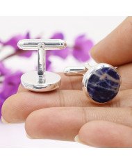 Sodalite Cufflinks 925 Sterling Silver Sodalite Cufflinks for Men