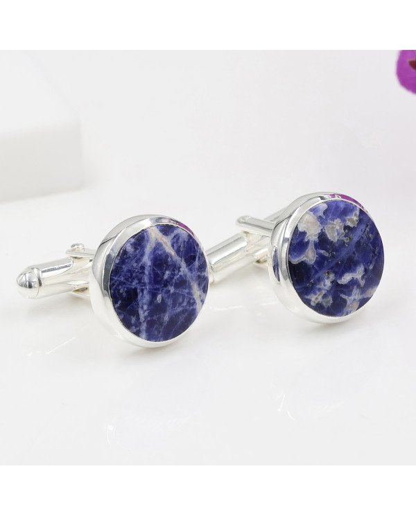 Sodalite Cufflinks 925 Sterling Silver Sodalite Cufflinks for Men