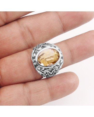 Citrine Ring 925 Sterling Silver Ring Citrine Gemstone Ring