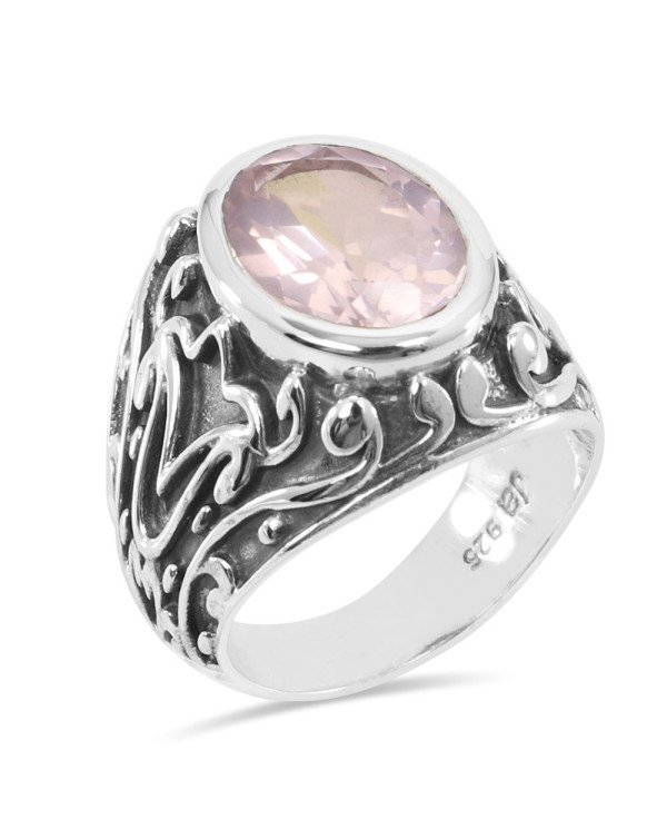 Rose Quartz Ring 925 Sterling Silver Ring Pink Rose Quartz Ring