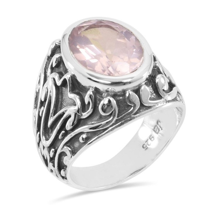 Rose Quartz Ring 925 Sterling Silver Ring Pink Rose Quartz Ring