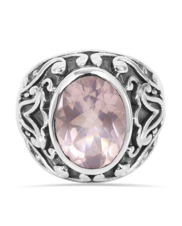 Rose Quartz Ring 925 Sterling Silver Ring Pink Rose Quartz Ring