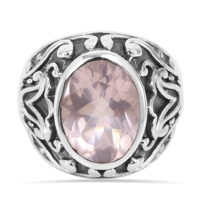 Rose Quartz Ring 925 Sterling Silver Ring Pink Rose Quartz Ring