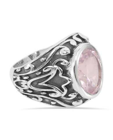 Rose Quartz Ring 925 Sterling Silver Ring Pink Rose Quartz Ring