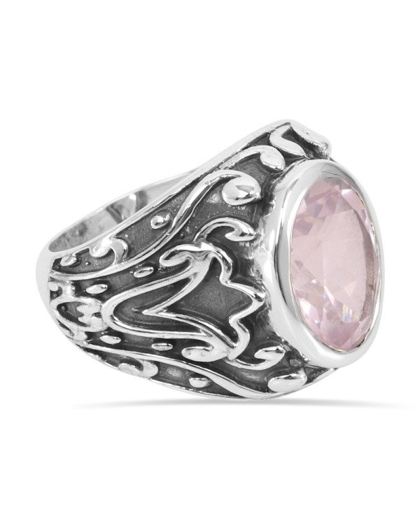 Rose Quartz Ring 925 Sterling Silver Ring Pink Rose Quartz Ring