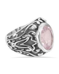 Rose Quartz Ring 925 Sterling Silver Ring Pink Rose Quartz Ring
