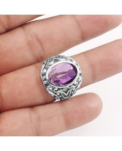 Amethyst Ring 925 Sterling Silver Ring Amethyst Gemstone Ring
