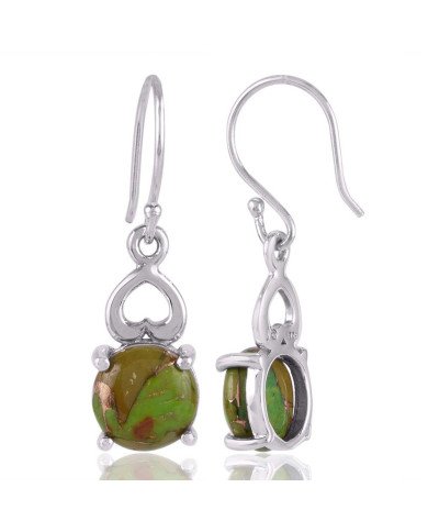 Green Mohave Turquoise Solid Silver Gemstone Earrings For Women.