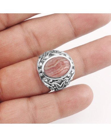 Rhodocrosite Ring 925 Sterling Silver Ring Rhodocrosite Gemstone Ring