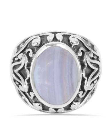 Blue Lace Agate Ring 925 Sterling Silver Ring Agate Gemstone Ring
