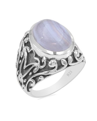 Blue Lace Agate Ring 925 Sterling Silver Ring Agate Gemstone Ring