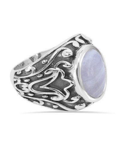 Blue Lace Agate Ring 925 Sterling Silver Ring Agate Gemstone Ring