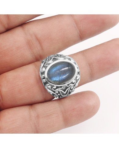 Pink Opal Ring 925 Sterling Silver Ring Peruvian Pink Opal Ring