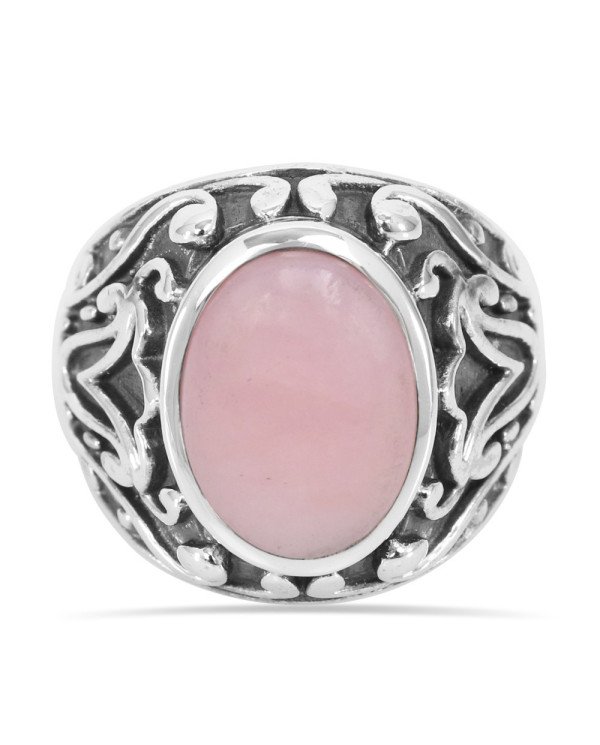 Pink Opal Ring 925 Sterling Silver Ring Peruvian Pink Opal Ring