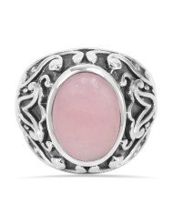 Pink Opal Ring 925 Sterling Silver Ring Peruvian Pink Opal Ring