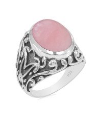 Pink Opal Ring 925 Sterling Silver Ring Peruvian Pink Opal Ring