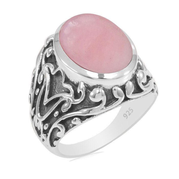 Pink Opal Ring 925 Sterling Silver Ring Peruvian Pink Opal Ring