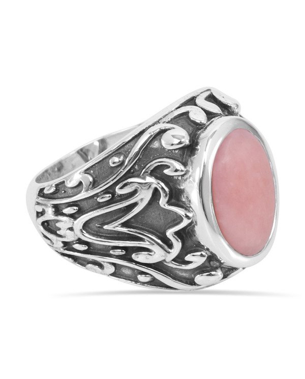 Pink Opal Ring 925 Sterling Silver Ring Peruvian Pink Opal Ring