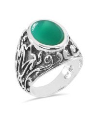 Onyx Ring 925 Sterling Silver Ring Green Onyx Ring
