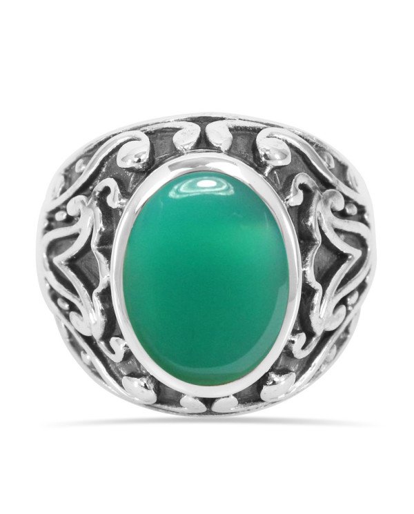 Onyx Ring 925 Sterling Silver Ring Green Onyx Ring