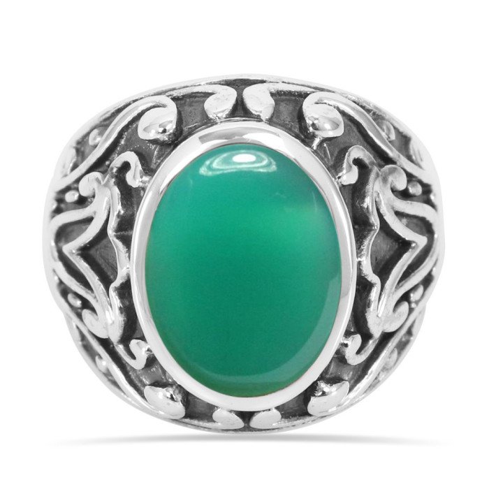 Onyx Ring 925 Sterling Silver Ring Green Onyx Ring