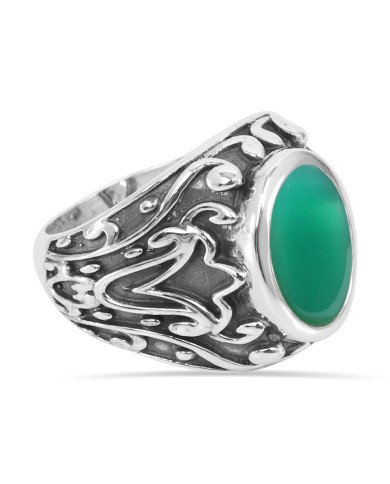 Onyx Ring 925 Sterling Silver Ring Green Onyx Ring