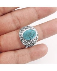 Turquoise Ring 925 Sterling Silver Ring Natural Turquoise Ring