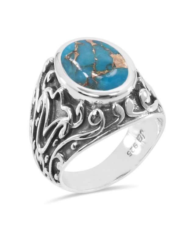 Blue Copper Turquoise Ring 925 Sterling Silver Ring Turquoise Ring