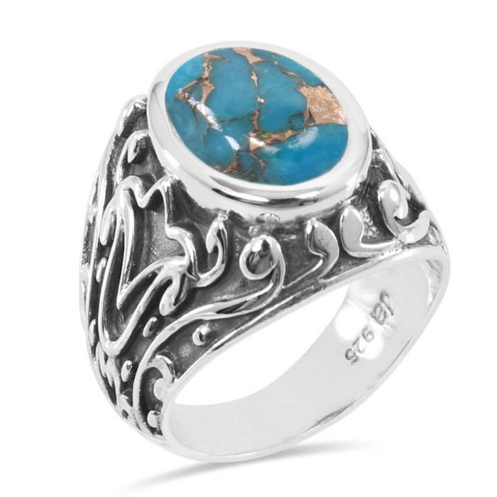 Blue Copper Turquoise Ring 925 Sterling Silver Ring Turquoise Ring