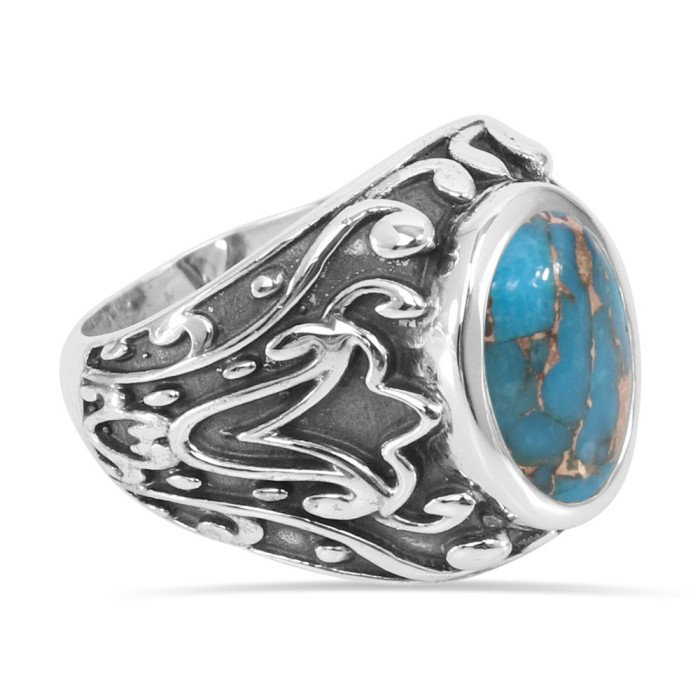 Blue Copper Turquoise Ring 925 Sterling Silver Ring Turquoise Ring