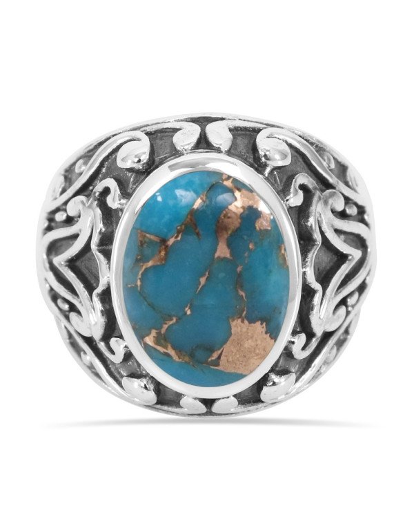 Blue Copper Turquoise Ring 925 Sterling Silver Ring Turquoise Ring
