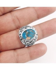 Blue Copper Turquoise Ring 925 Sterling Silver Ring Turquoise Ring