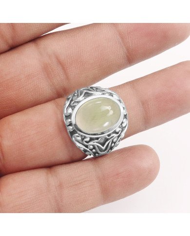 Prehnite Ring 925 Sterling Silver Ring Prehnite Gemstone Ring
