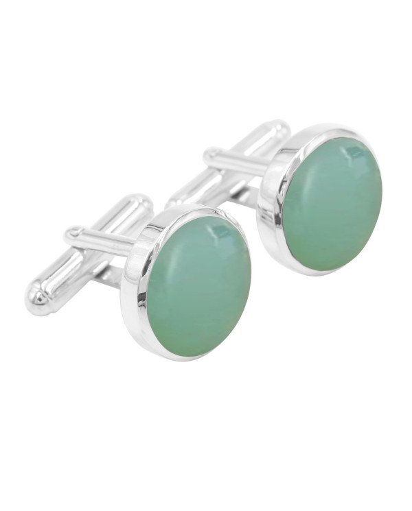 Chrysoprase Cufflinks 925 Sterling Silver Cufflinks for Men