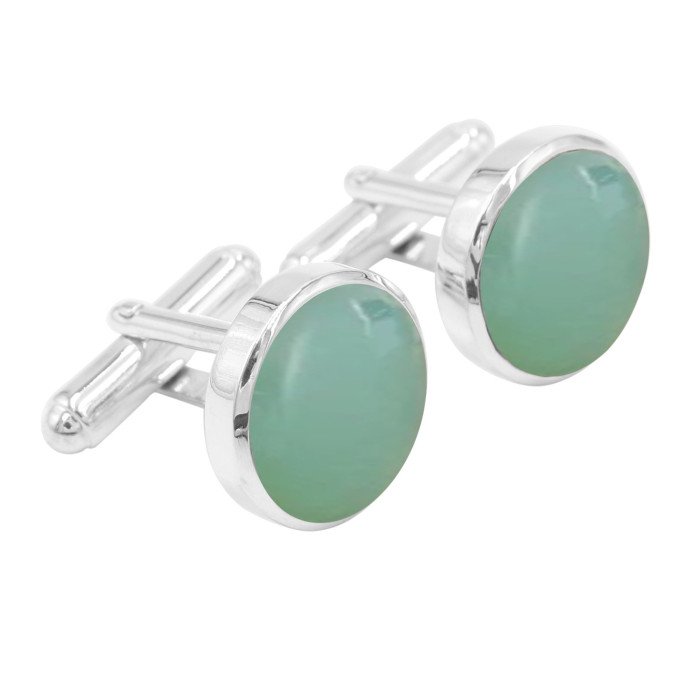 Chrysoprase Cufflinks 925 Sterling Silver Cufflinks for Men