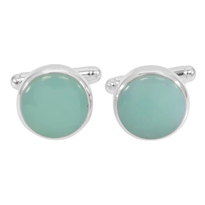 Chrysoprase Cufflinks 925 Sterling Silver Cufflinks for Men