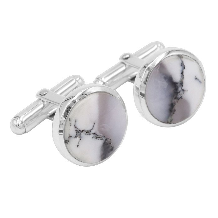 925 Sterling Silver Cufflinks Dendrite Opal Cufflink for Men