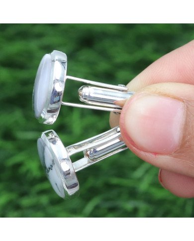 925 Sterling Silver Cufflinks Dendrite Opal Cufflink for Men