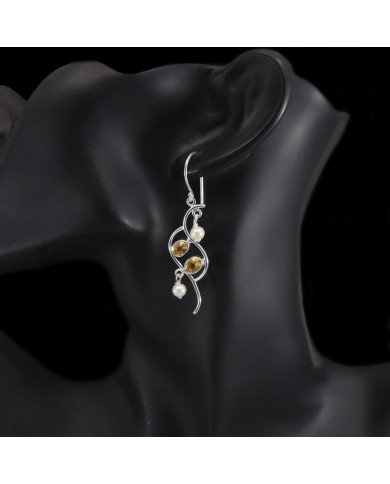 Citrine and Pearl Earring 925 Sterling Silver Earring Citrine Earrings